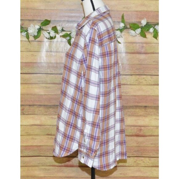 Jachs Girlfriend Ladies Plaid Flannel Button Front Shirt Top Size L Pockets Soft - Picture 3 of 10